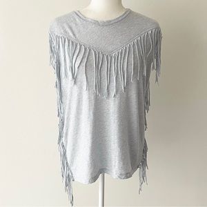 Chelsea & Violet | Heather Blue Fringed Sleeveless Tee *NWT*
Size: L